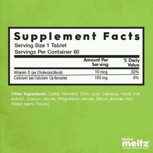 Calcium + Vitamin D3 - 60 Tablets - Image 2